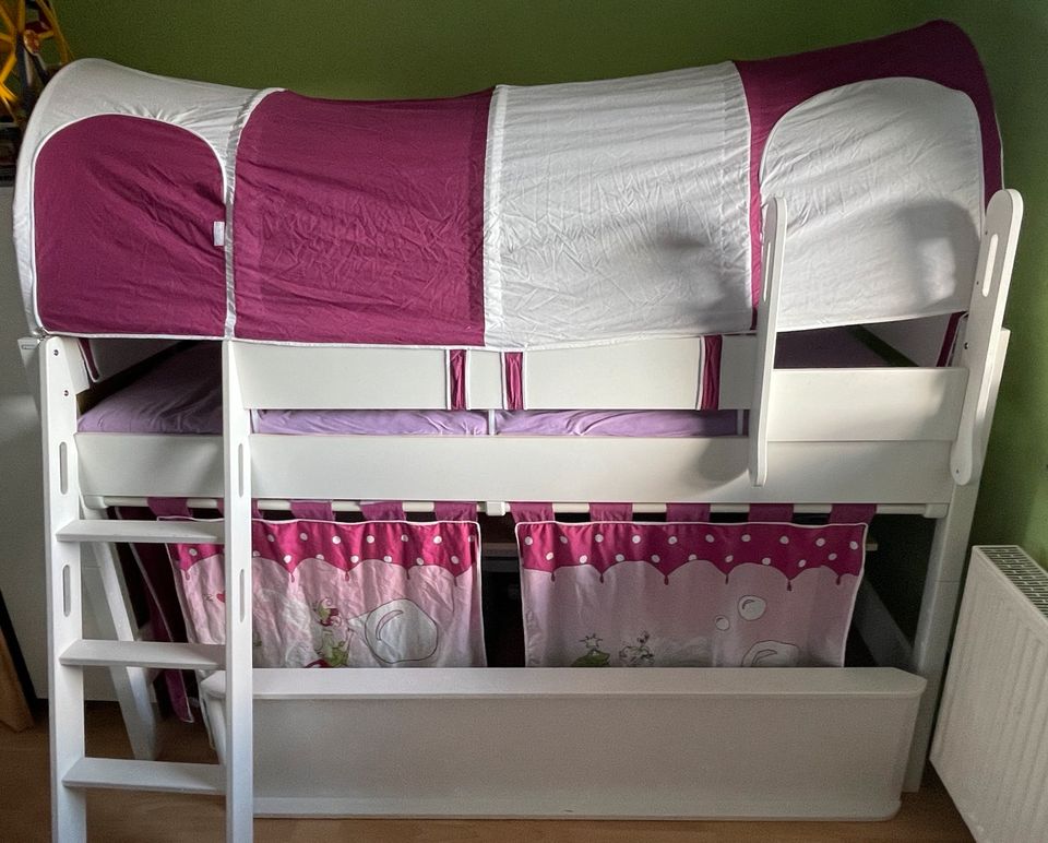 Paidi Biancomo Kinderzimmer Hochbett Rutsche Schrank Kommode rosa in Winterborn