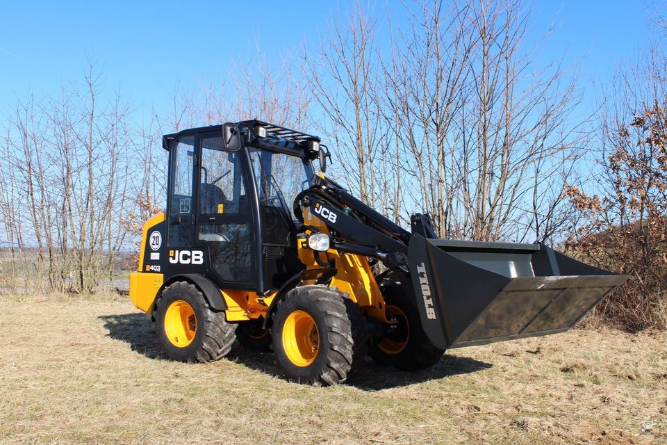 Mieten Radlader JCB 403 Smart Power 1600 kg Hubkraft Hubhöhe 2,8m Baumaschinen Radlader Mieten Vermietung Leihen in Meisenheim