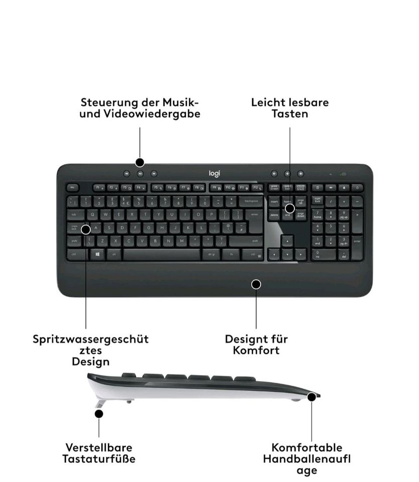 Logitech MK540 Advanced Wireless keyboard mouse set, 2.4 GHz wire in München