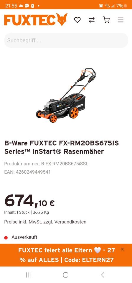 Rasenmäher fuxtec  Modell FX-RM20BS675IS in Bremen