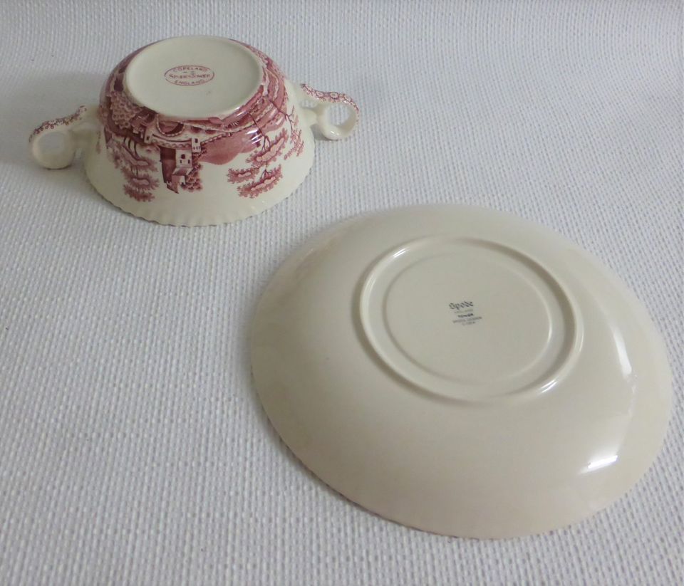 Spode Pink Tower Copeland 6x Suppentasse 2tlg. Set, Topp in Unterdießen