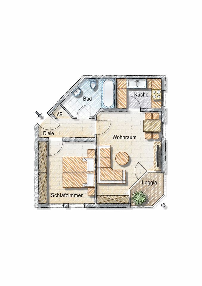 Vermietete 2-Zimmer Wohnung mit Gartenblick in Torkenweiler in Ravensburg