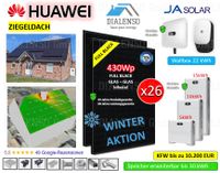 (26x) 11,2kWp Komplettanlage Huawei 10KTL M1 HC Komplettset PV JA Solarmodule 430W JAM54D41 Glas-Glas Full Black bifazial  0% MWST Photovoltaik Batteriespeicher LUNA2000-15-S0 Dialenso GmbH Nordrhein-Westfalen - Rödinghausen Vorschau