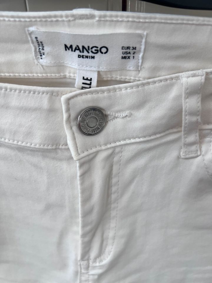 Gewachste Mango cropped slim Jeans weiß Gr 34, neu in Hamburg