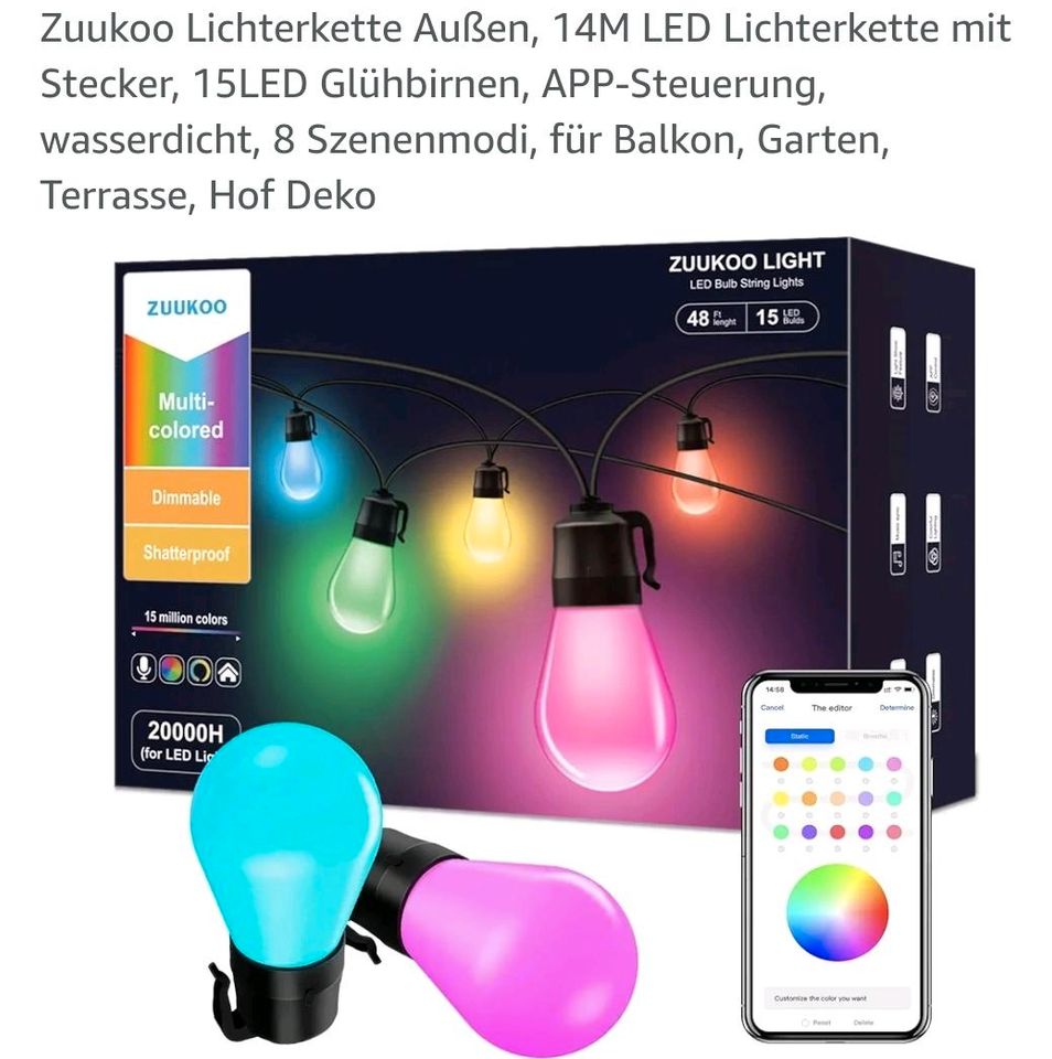 LED Gartenlichterkette / Partylichterkette 14m App Steuerung in Gelsenkirchen