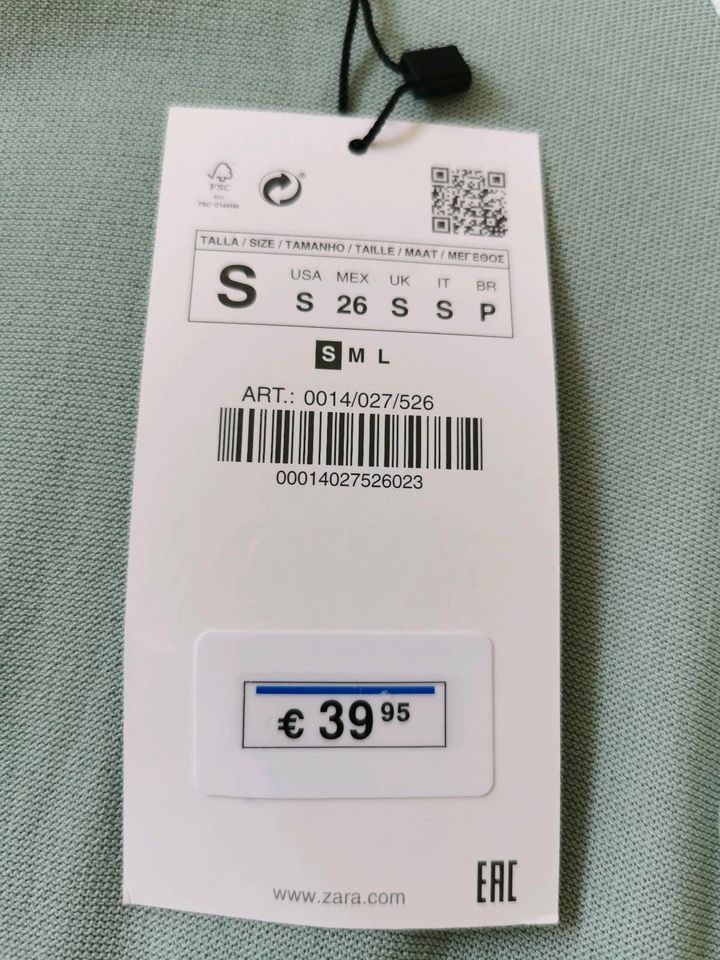 Zara Long Cardigan Mantel S mint grün weiß Strickjacke lang NEU in Oldenburg