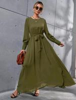 40 Damen sommer Kleid Langarm grün maxikleid mit Gürtel Berlin - Neukölln Vorschau