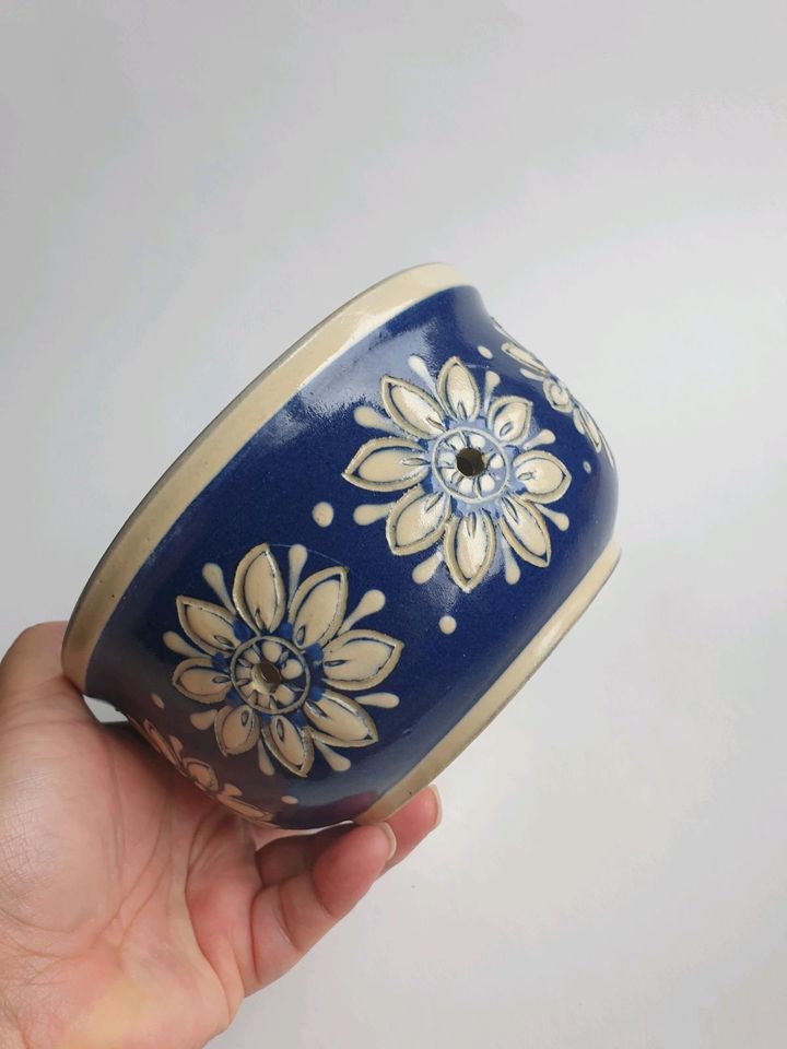 Stövchen Vintage Keramik Blau Blumen Tischdeko Retro FundGlueck in München