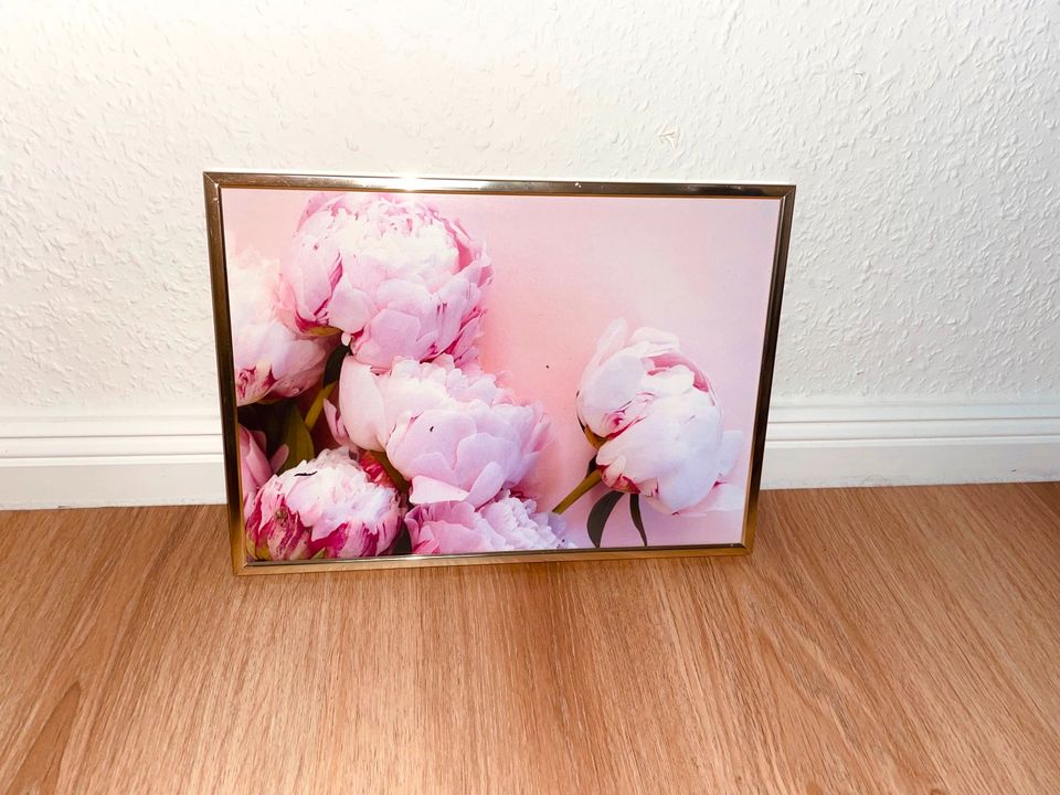 Wandbild Bild Dekoration 20x30 gold rosa Blumen in Hameln