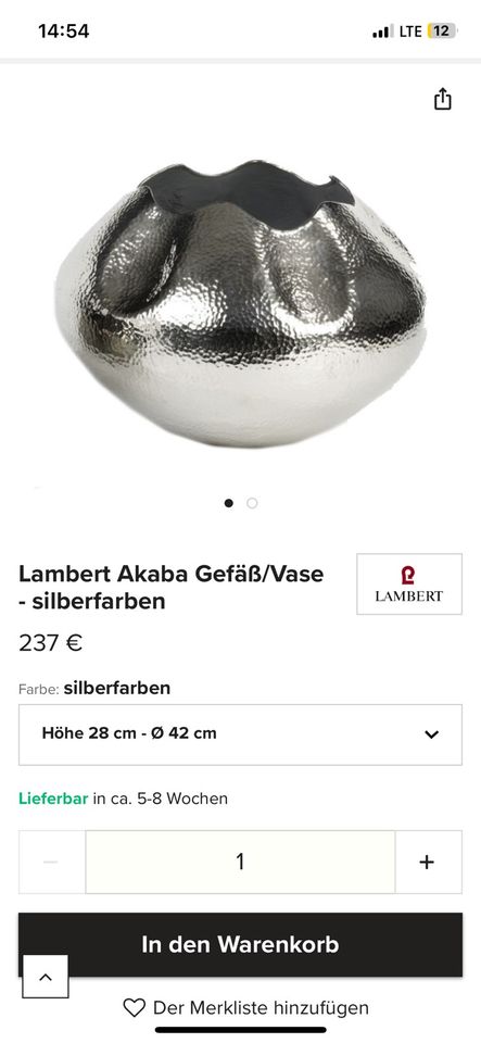 Lambert, Vase/Übertopf, Serie Akaba, Größe L in Duderstadt