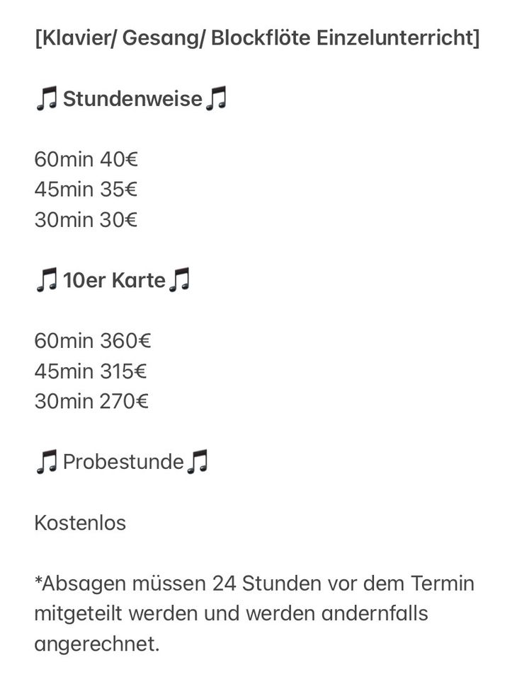 Gesangsunterricht in Niendorf in Hamburg