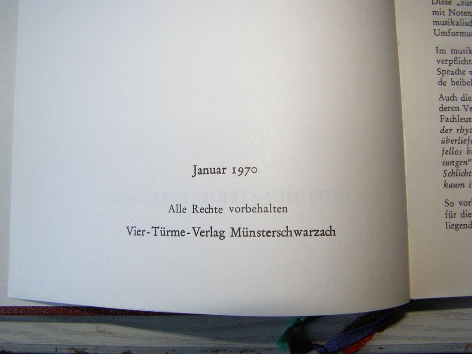 Deutsches Psalterium_Abtei Münsterschwarzach 1970_kaum gebr._gut in Obersinn