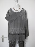 Italy Pullover / Tunika - grau mit Spitze -sehr auffällig - Gr. L Nordrhein-Westfalen - Lohmar Vorschau