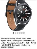 Samsung Galaxy Watch3 SM-R840 mystic black 45mm Nordrhein-Westfalen - Gelsenkirchen Vorschau
