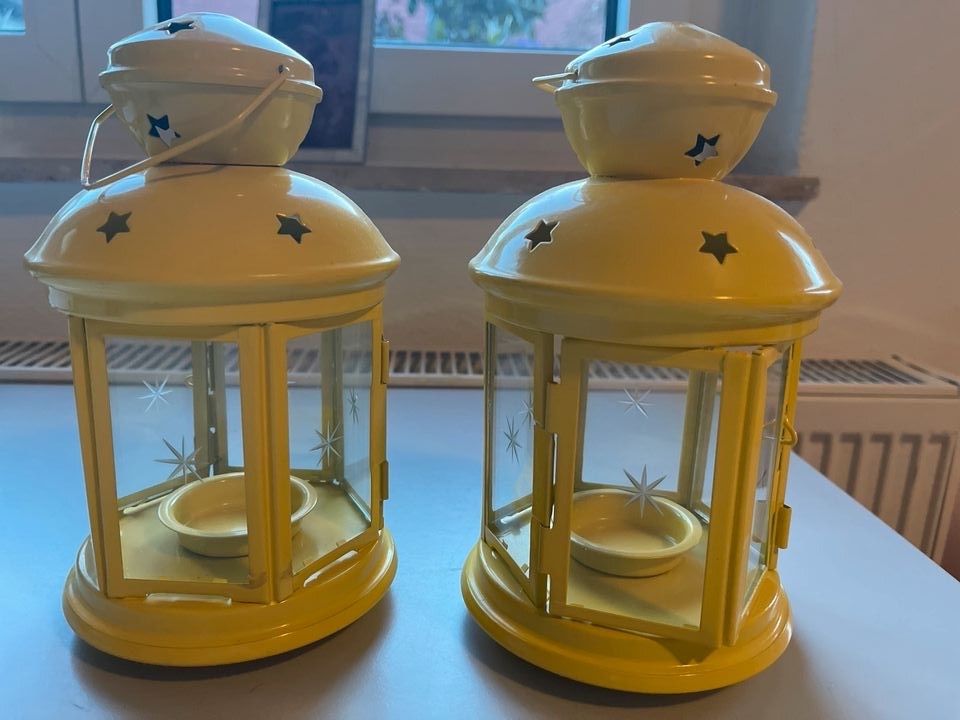 2 Laternen Teelichter Kerzen IKEA gelb Sommer in Ostfildern