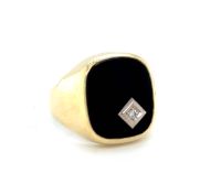 14K 585 Gold Bicolour Diamant Herren Mann Onyx Ring RG 61 Neuw Geschenk Weihnachten Rheinland-Pfalz - Igel Vorschau