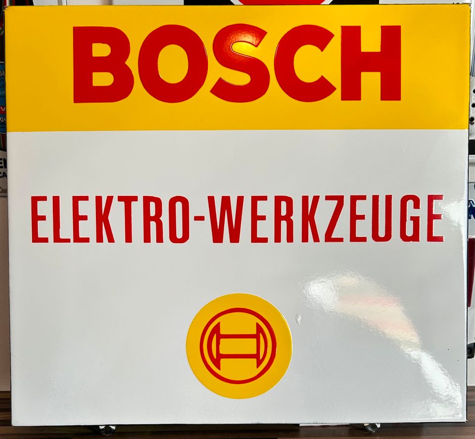 Bosch Emailschild Emailleschild Varta Aral Shell BP Esso NSU RAR! in Bornheim