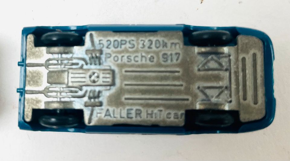 Faller HitCar Rennbahn 1:66 Auto 3477 Porsche 917 weis blau in Schwarme