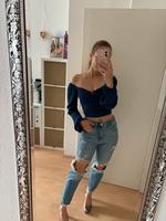 Hollister Crop Bluse top Off shoulder Blumen schulterfrei Shirt Burglesum - St. Magnus Vorschau