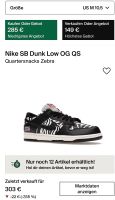 Nike Dunk Low Quartersnacks Zebra 44.5/10.5 NEU Bayern - Rattenberg Vorschau