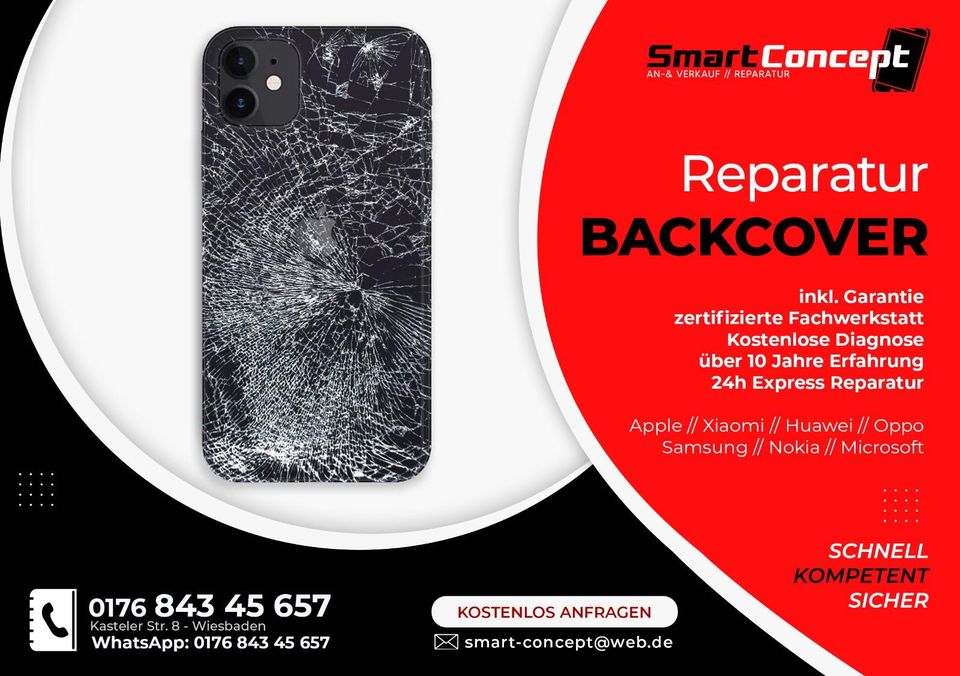 Apple iPhone 7/8/SE/X/11/12/13/14/ Display Reparaturen Backcover in Wiesbaden