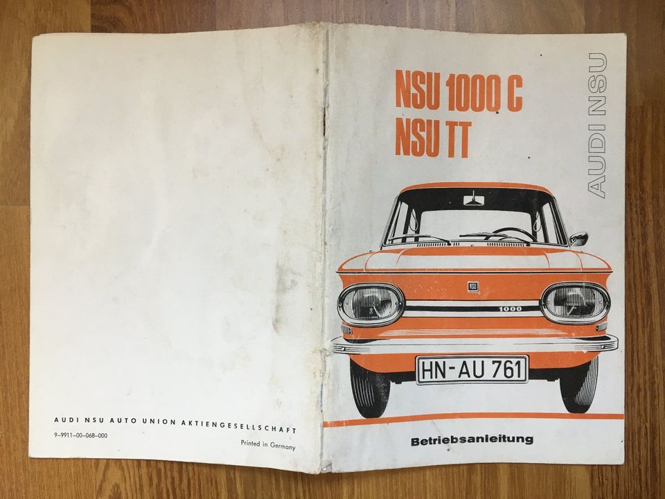 1971 NSU 1000 C TT Betriebsanleitung deutsch gedruckt 1.71 in Kassel