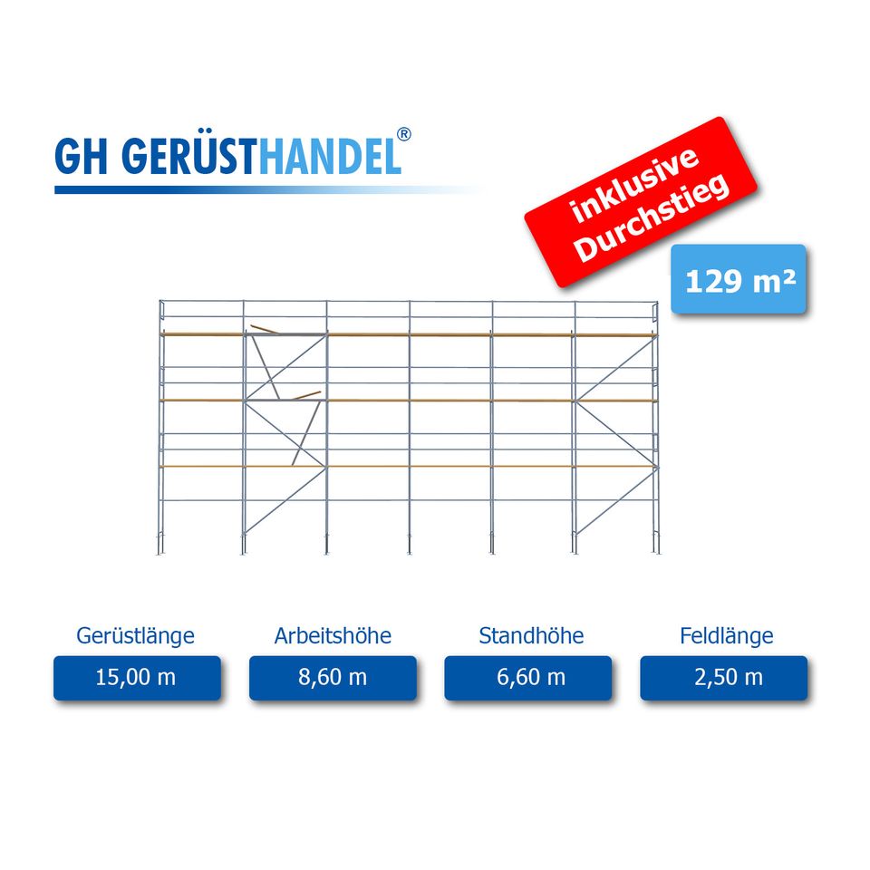 Plettac Stahlgerüst mit Holzböden 129 m² SL70 in Vöhringen