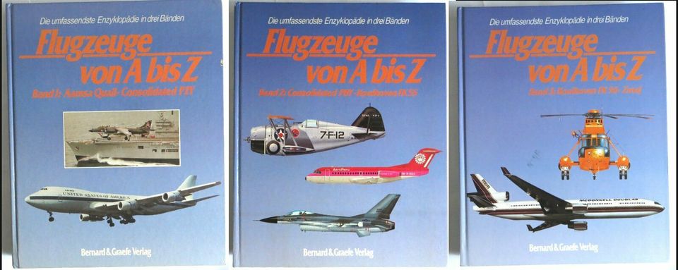 3x Bücher, Enzyklopädie, Flugzeuge von A bis Z in drei Bänden in Wuppertal
