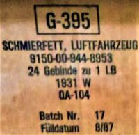 Schmierfett-, Luftfahrzeug G 395 je 453 Gr. 2 Dosen  Bundeswehr Bayern - Merching Vorschau