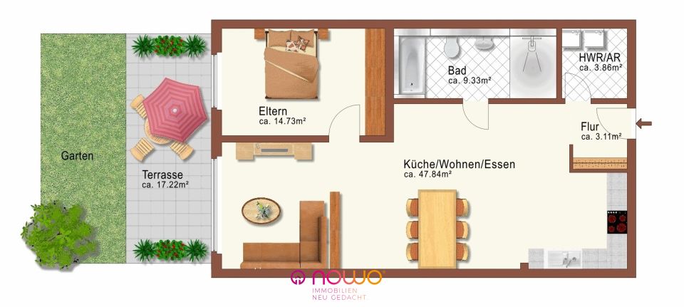 Investieren Sie jetzt: Neubau 3 Zim.-Wohnung mit Einbauküche. Gartenanteil. Bereits vermietet. in Königslutter am Elm