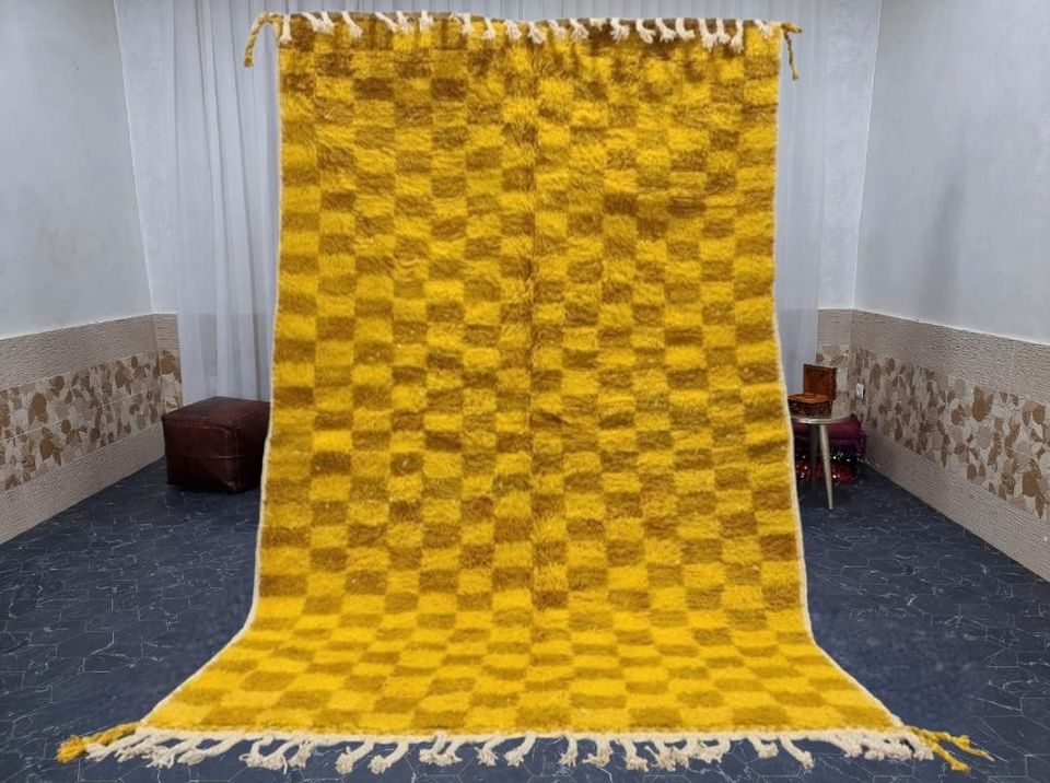 Gelber Handgemachter Marokko Teppich - Beni Ourain Teppich in München