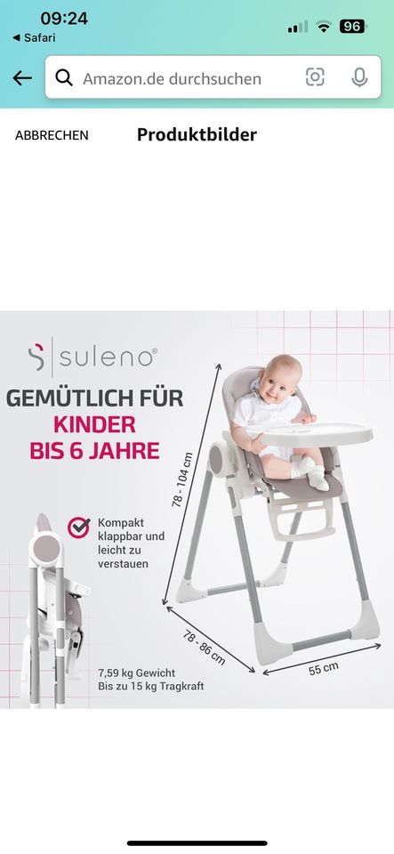 Suleno LOVIS Hochstuhl Baby Kleinkind Höhenverstellbar in Wermelskirchen