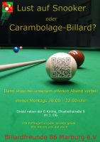 Billardinteressenten aufgepasst Snooker und Carambol Hessen - Marburg Vorschau