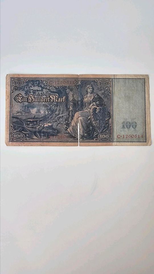 Alter antiker Geldschein 100 Mark Reichsbanknote 21. April 1910 in Berlin