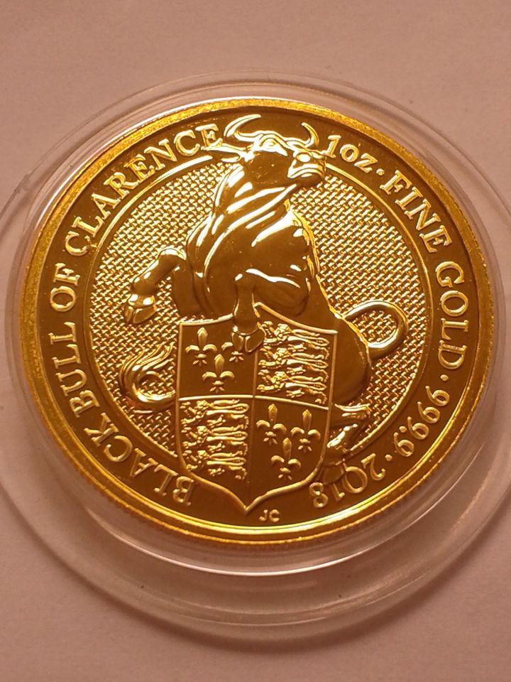 100 Pfund 2018 Großbritannien Black Bull queens beasts 1oz Gold in München