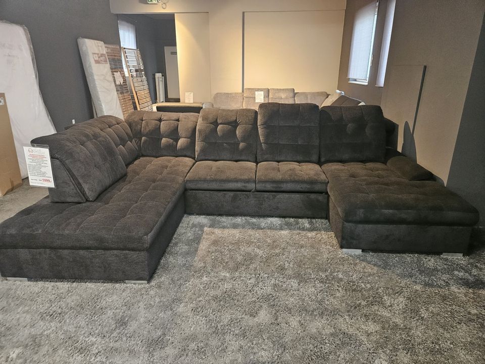 NEU XXL Wohnlandschaft Couch Bettfunktion + Kasten anthrazit %%% in Borken