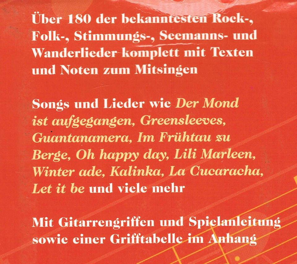 Noten Gitarre Rock Folk Stimmungs Seemanns u. Wanderlieder OLDIES in Rudelzhausen