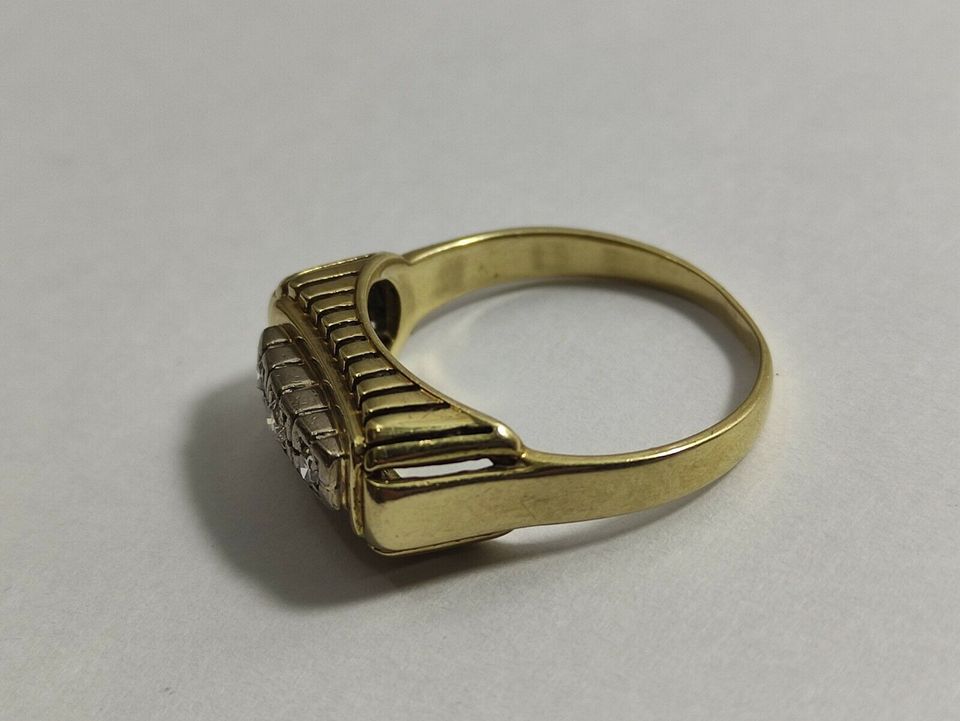 Antiker Trilogie Diamant Ring 585 Gold 14 k Art Déco in Reinstorf
