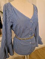 TOP❤️ Primark Bluse gestreift Blau Weiß Trompetenärmel Sommer L Bayern - Aschaffenburg Vorschau