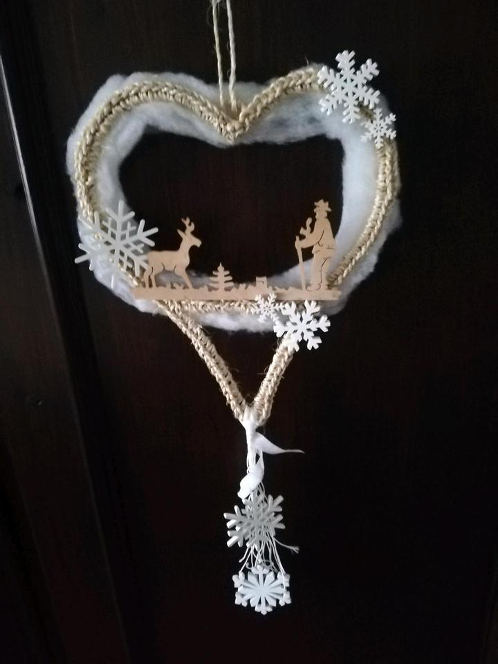 ❄️ Winterdeko Türkranz Herz Sisal Unikat Upcycling Boho Skandi in Roßbach Westerwald