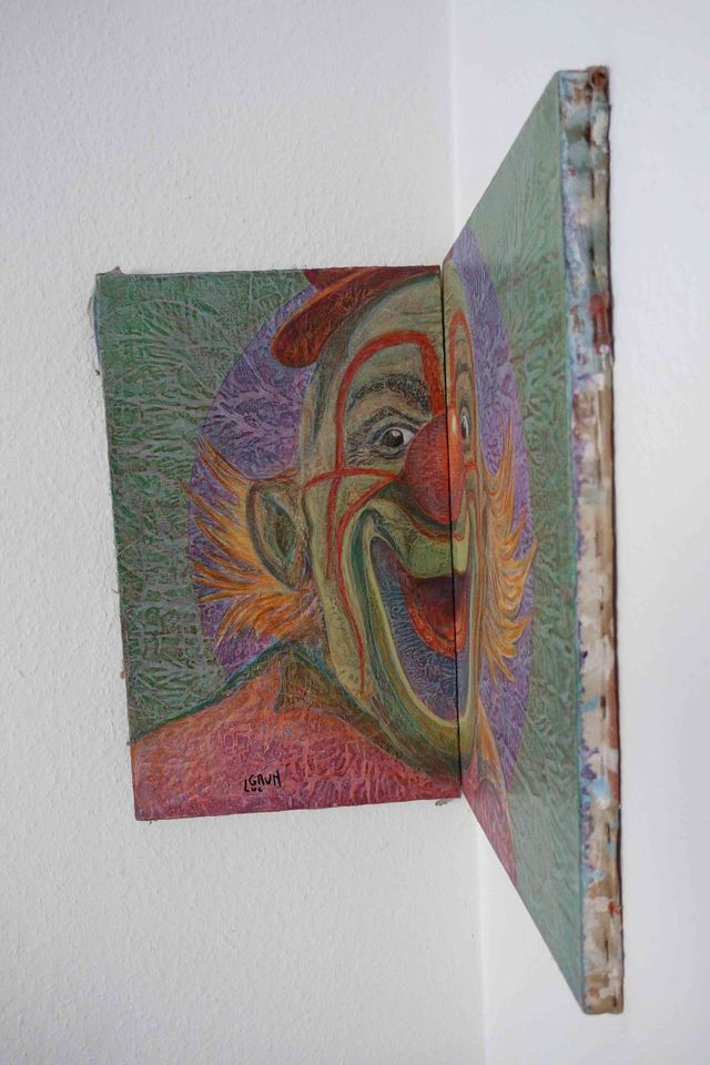 Luc GRUN - Doppeltes Ölgemälde "Clown", signiert, 1993, Leinwand in Köln