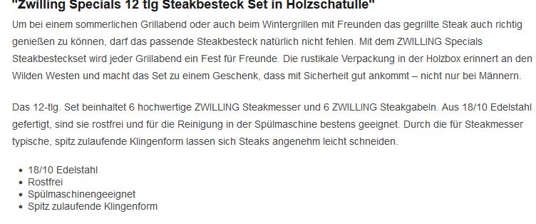 Zwilling Steakbesteck in der Holzbox in Ludwigsburg