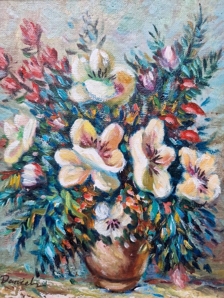 Ölgemälde Bild Vintage Retro Antik - Blumenstrauß 42x38 in Salzkotten