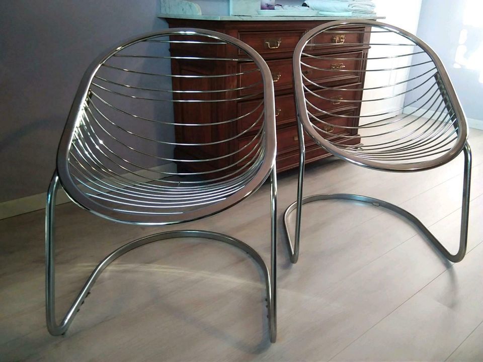 2 Designer Sessel Egg-Chair v. Rinaldi Metall Retro REDUZIERT ! in Blankenheim