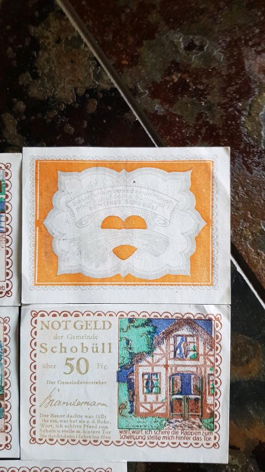 NOTGELD DER GEMEINDE SCHOBÜLL 5X 50 PFENNIG in Simonsberg