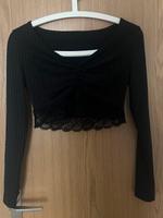 Schwarzes langarm Shirt, cropped, bauchfrei, mit Spitze Thüringen - Erfurt Vorschau