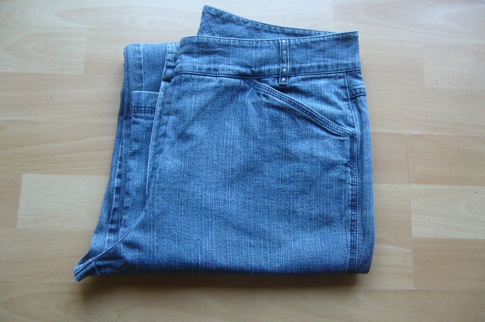 Damenhose - Stretch- Jeans  mit Straßsteinchen - grau / schwarz in Hage