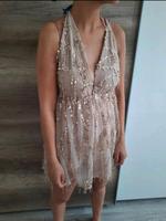Zara Sommer Kleid beige gold Pailletten Größe S Sachsen - Riesa Vorschau