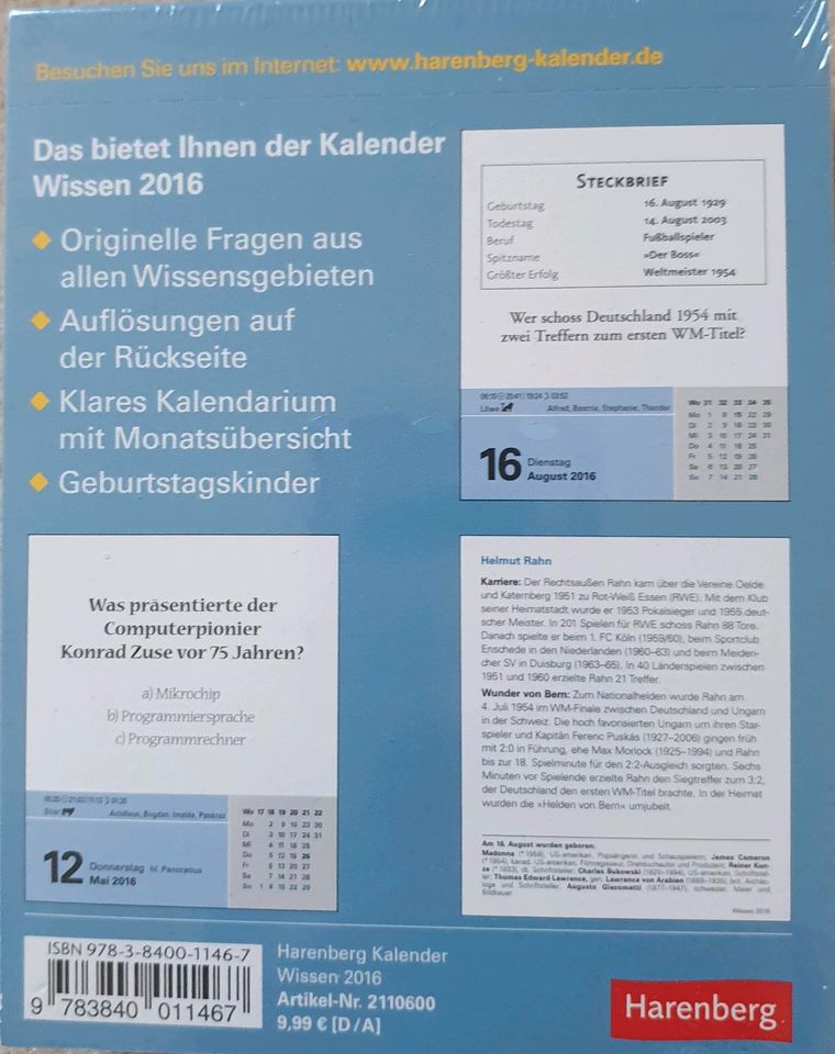 Harenberg Kalender Wissen 2016 neu, original eingeschweißt in Kiel