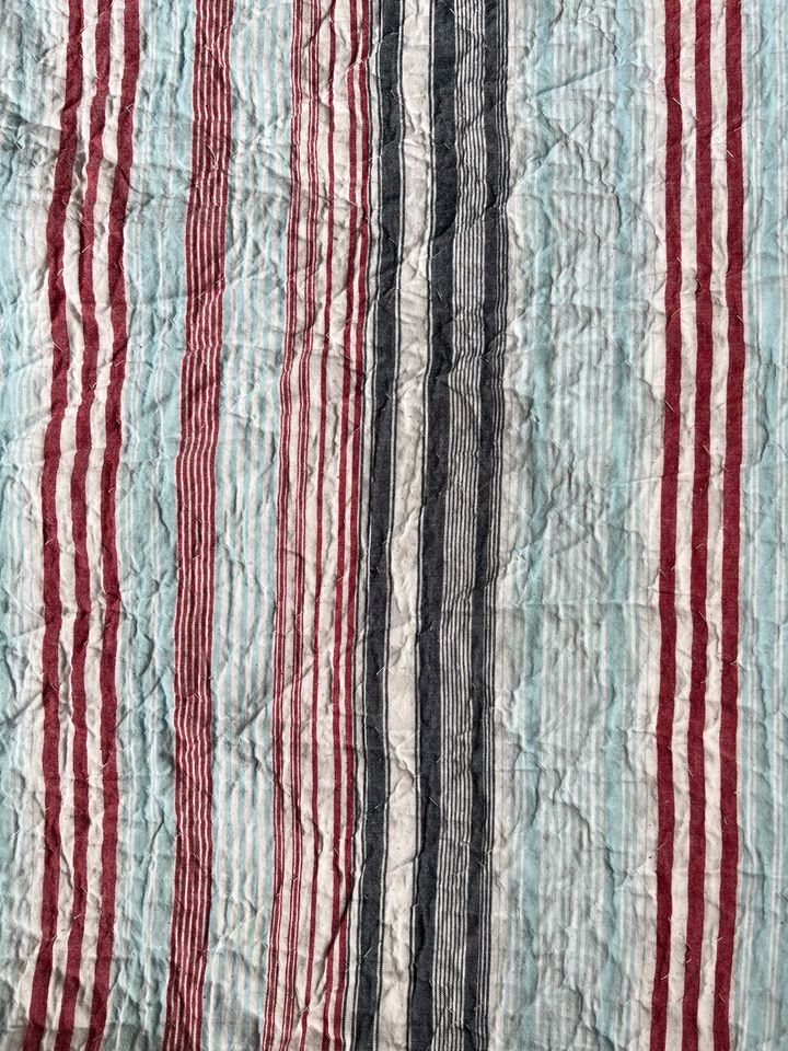 Greengate Quilt blau-weiß-rot gestreift 140x220 cm  skandi USA in Lilienthal
